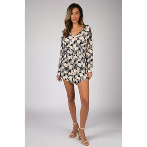 Entro Romper Size S Blue Pineapple Print V-Neck